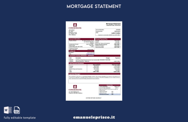 stile verificato Estratto del mutuo Moldavia Comerțbank Modello Word e modello P